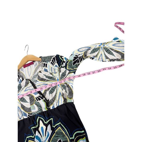 Melissa Masse Multicolor Faux Wrap Style Stretch Slinky Maxi Dress Womens M? - Picture 6 of 6